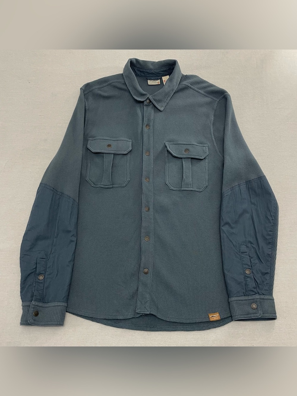 LL Bean Men's BeanBuilt Waffle Overshirt Traditional Untucked Fit Large Reg